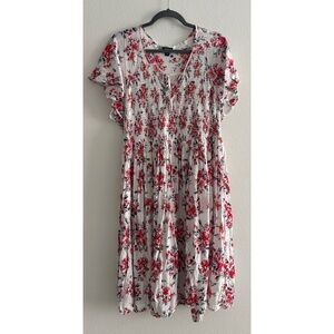 Torrid White Red Floral T-Shirt Sleeve Swing Sundress Size 2X